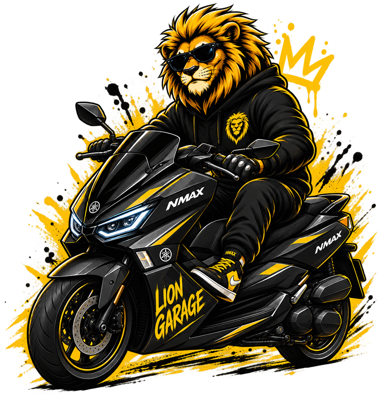 Scooter NMAX com o leão da Lion Garage